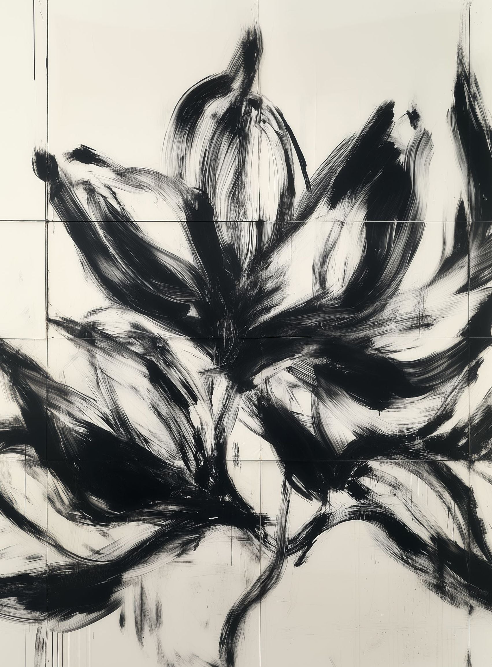 Black petals on pale grid