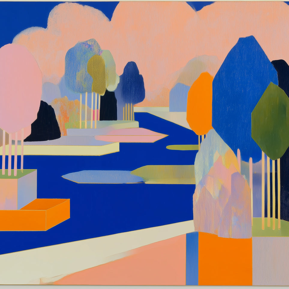 Trees among the blue bends
