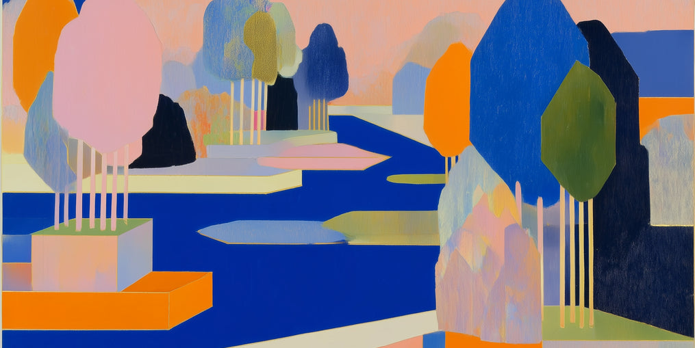 Trees among the blue bends
