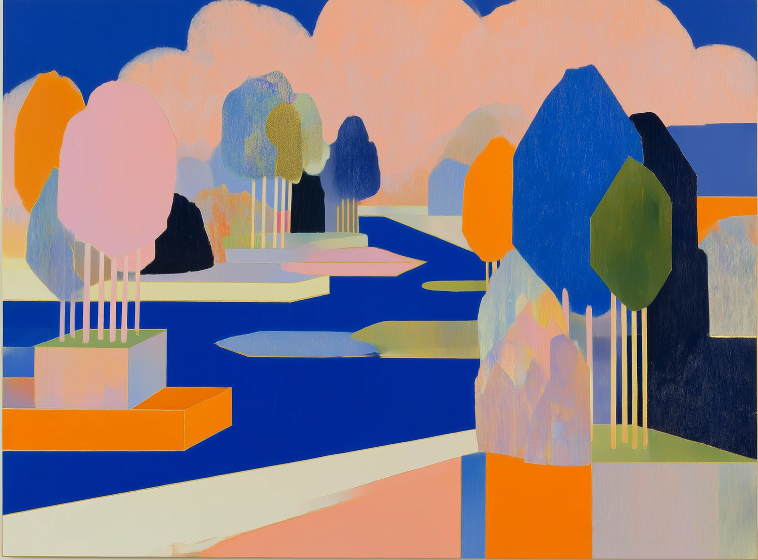 Trees among the blue bends