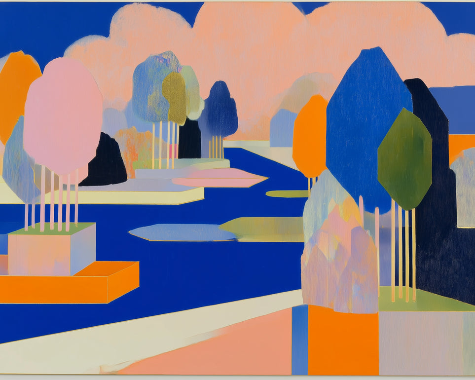Trees among the blue bends