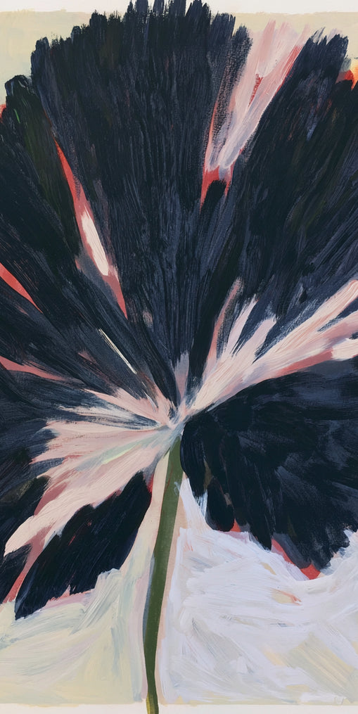 Dark petals across pale ground