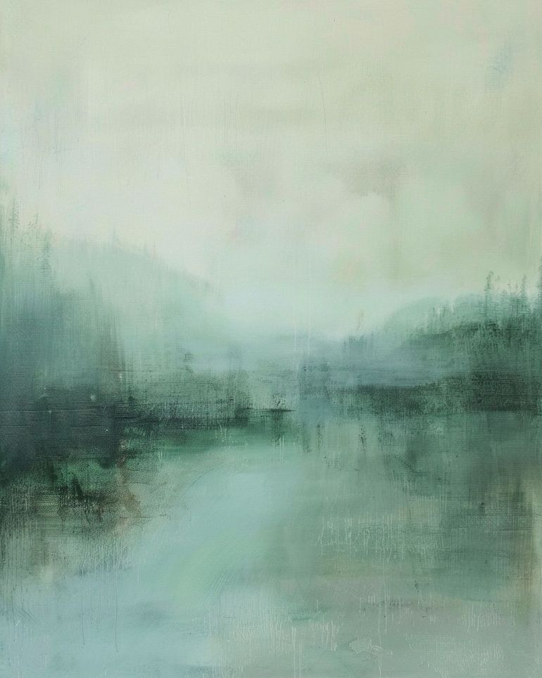 Misty harbor with boats