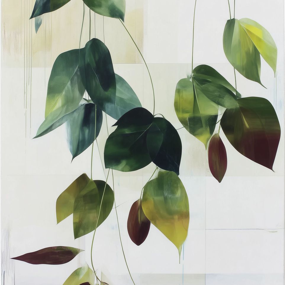 Leaves suspended in quiet air