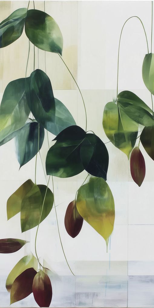 Leaves suspended in quiet air