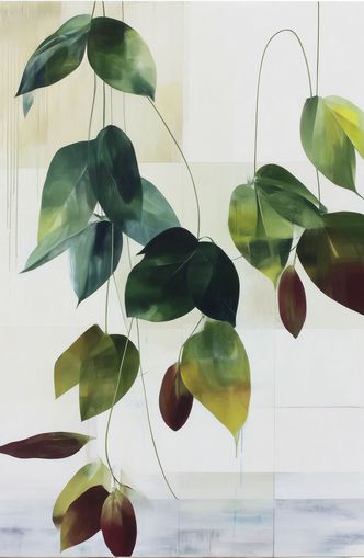Leaves suspended in quiet air