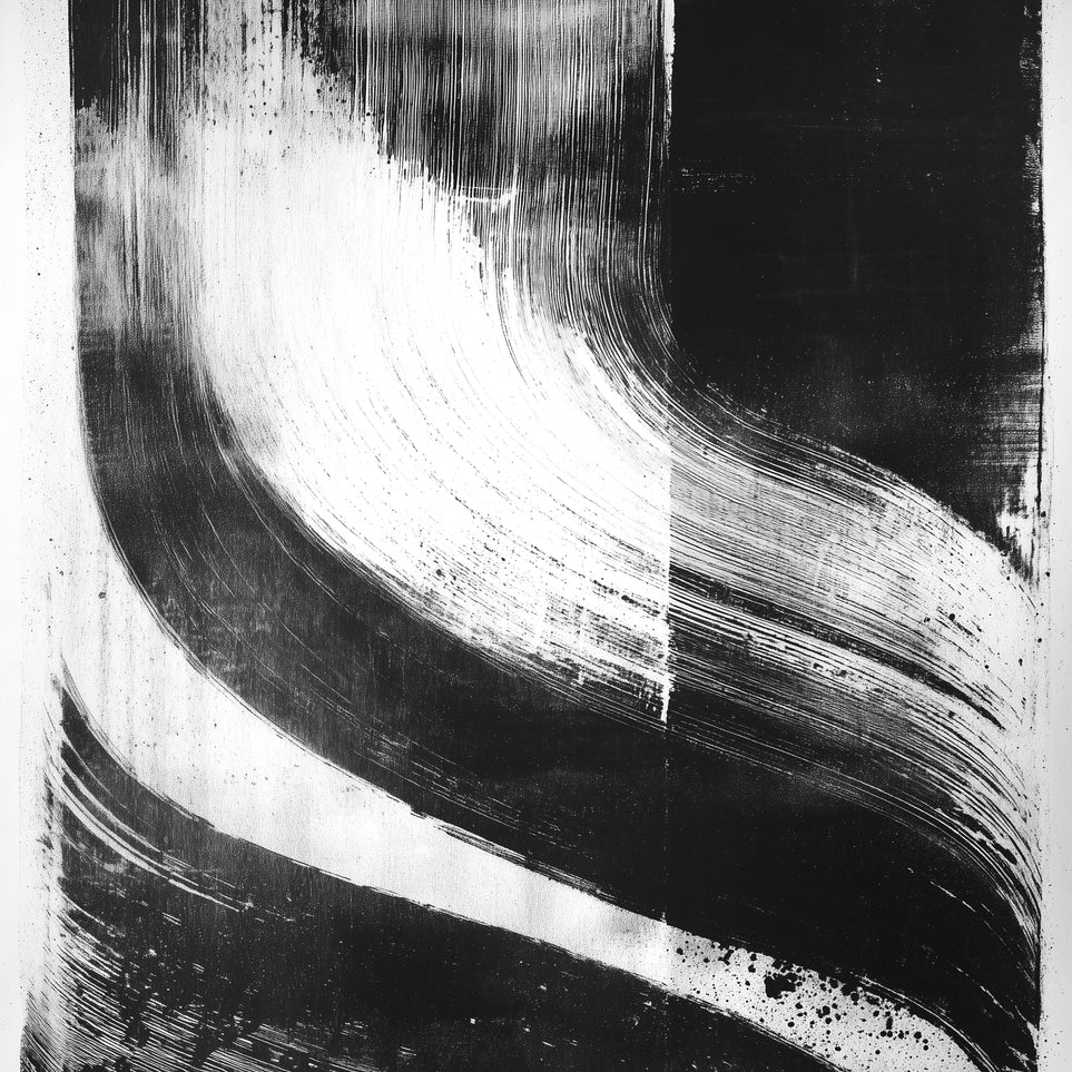 Scraped arcs in black ink