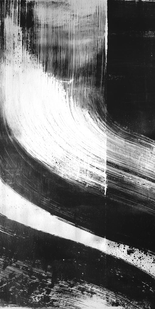 Scraped arcs in black ink