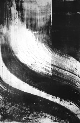 Scraped arcs in black ink