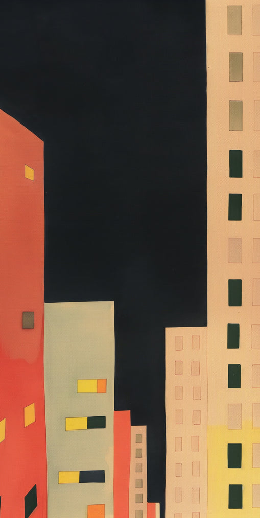 Lit windows in black sky