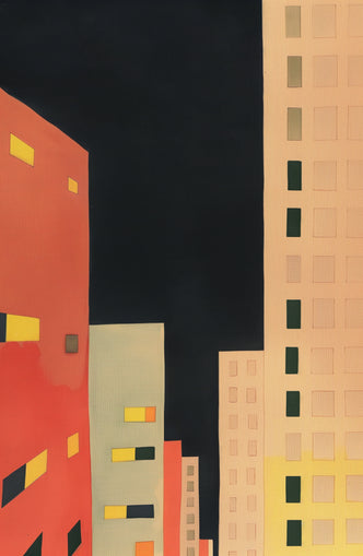 Lit windows in black sky