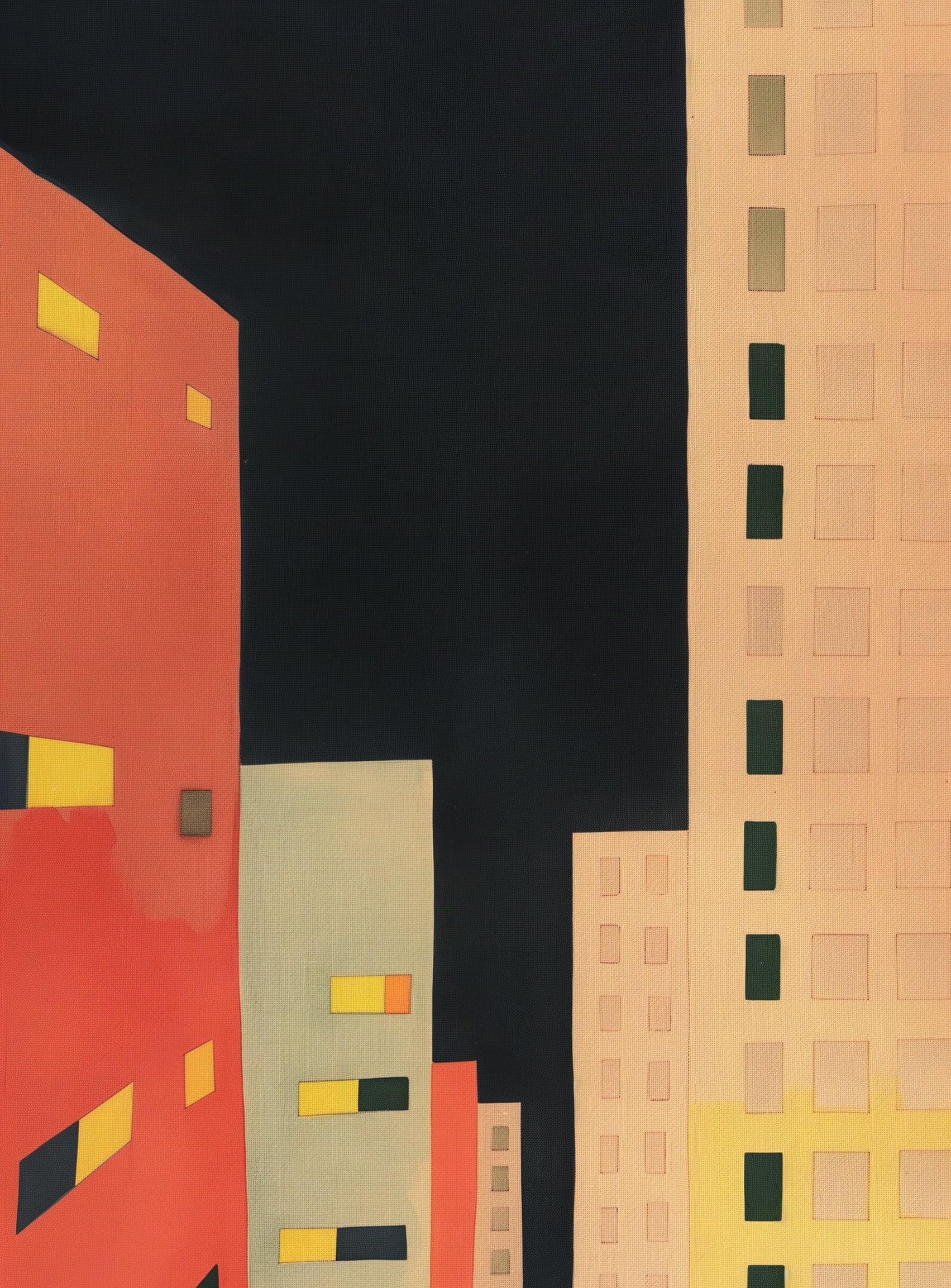 Lit windows in black sky