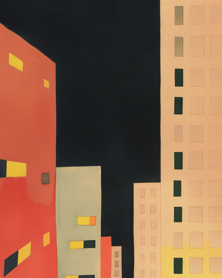Lit windows in black sky