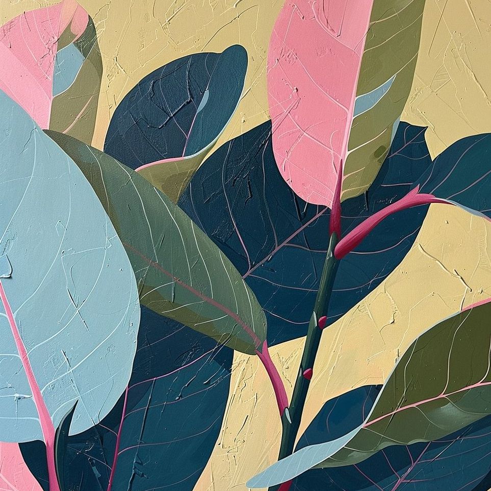 Leaves on cracked plaster