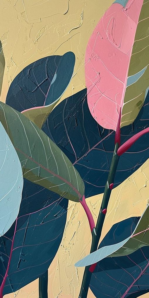 Leaves on cracked plaster