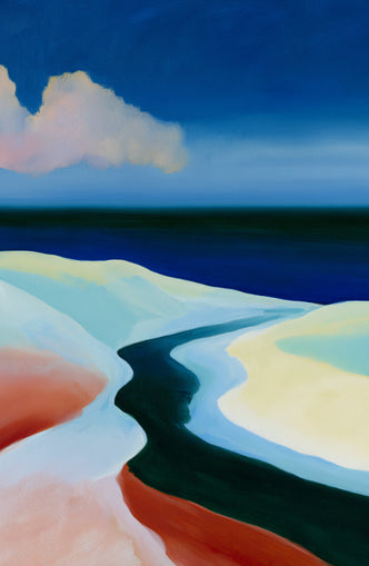 Deep blue over pale dunes