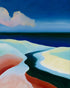 Deep blue over pale dunes