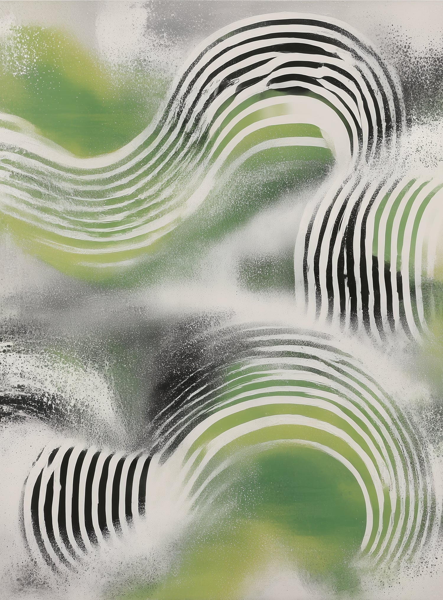 Sprayed green under stripes
