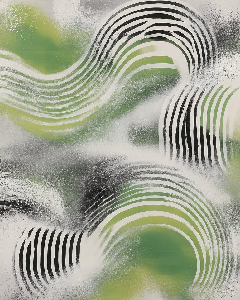 Sprayed green under stripes