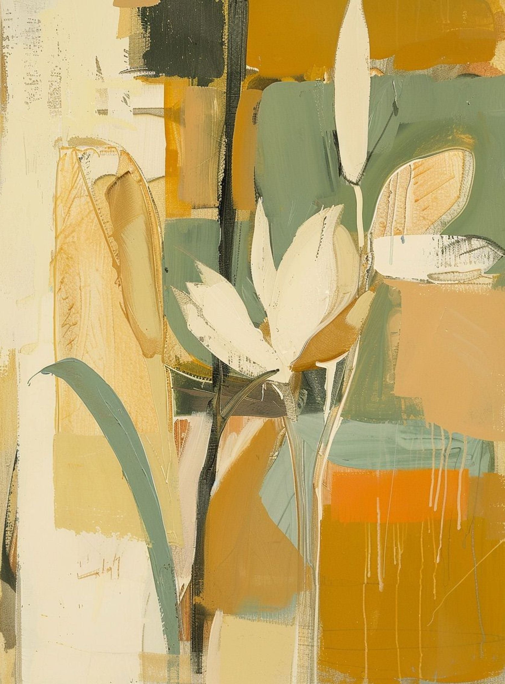 White flower in drifting ochre