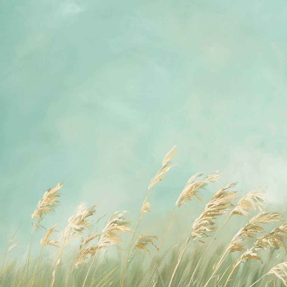 Turquoise sky over pale grass