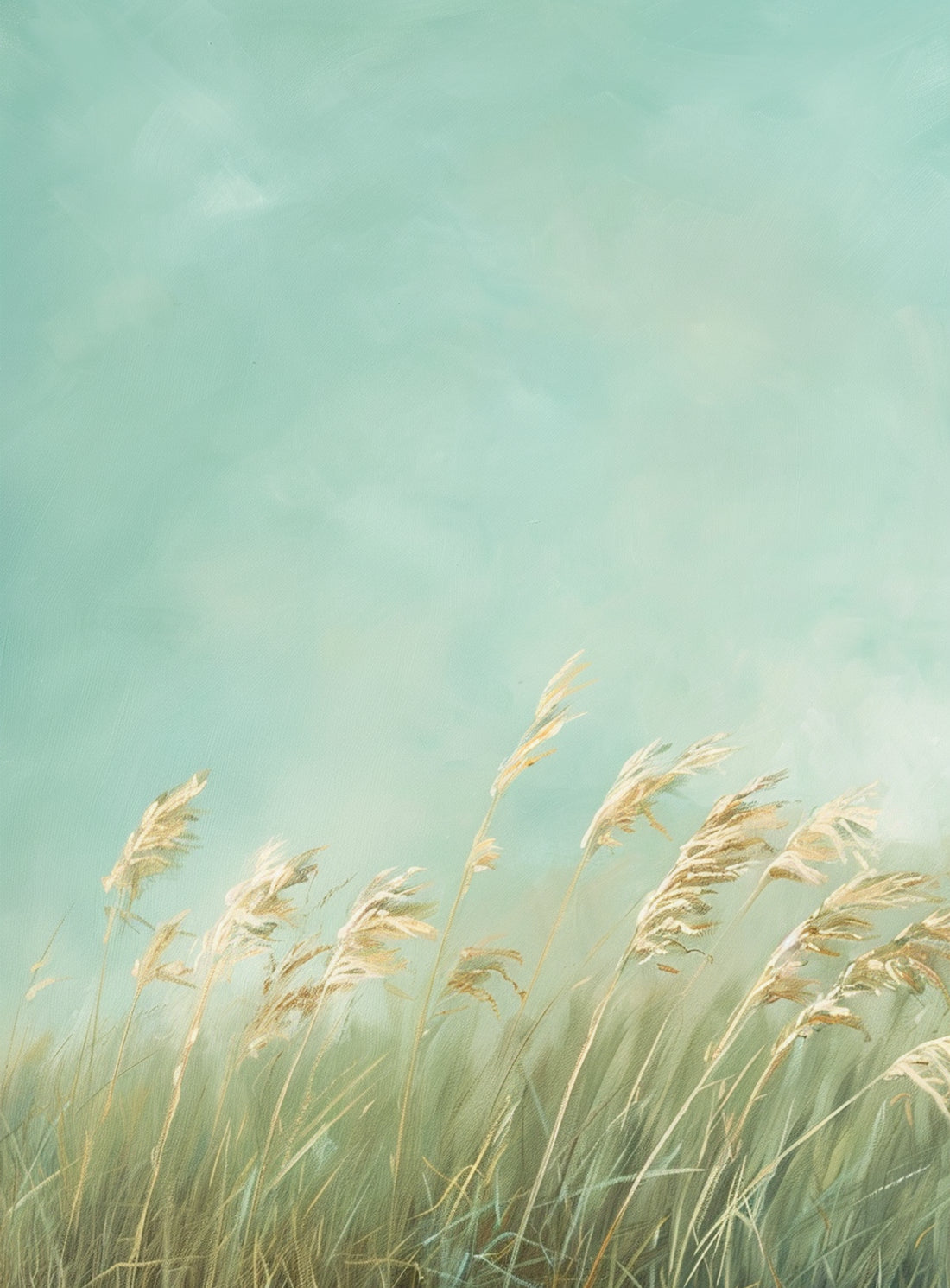 Turquoise sky over pale grass