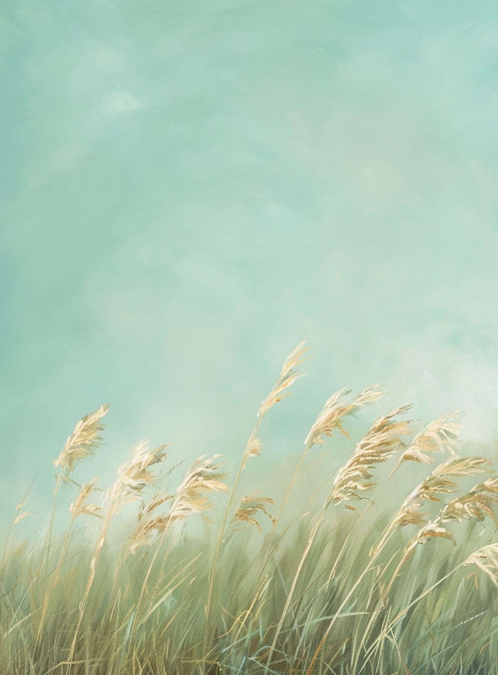 Turquoise sky over pale grass