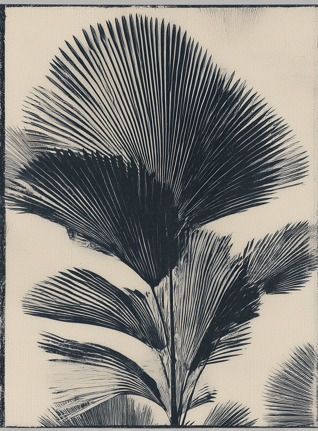 Palm fronds in black ink