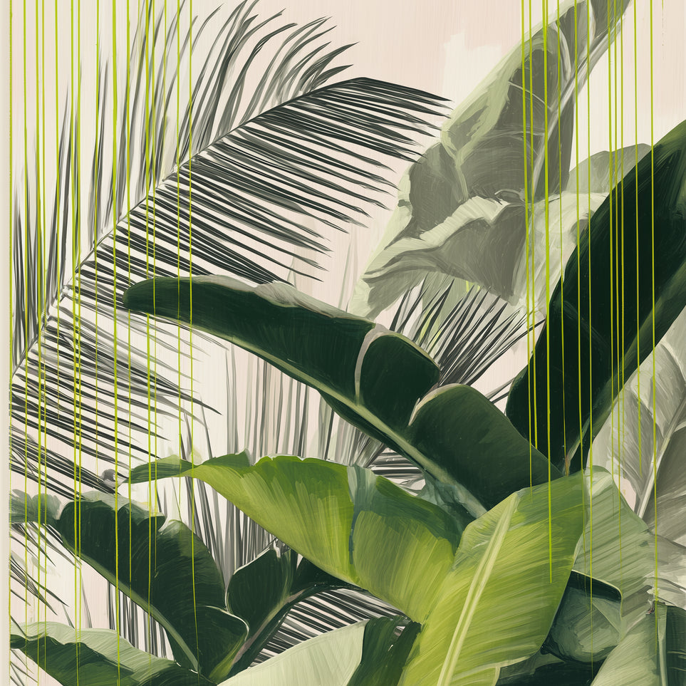 Green drips over palms