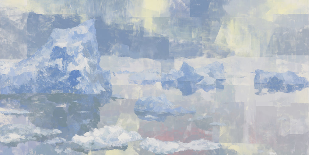 Blue shadows on drifting ice
