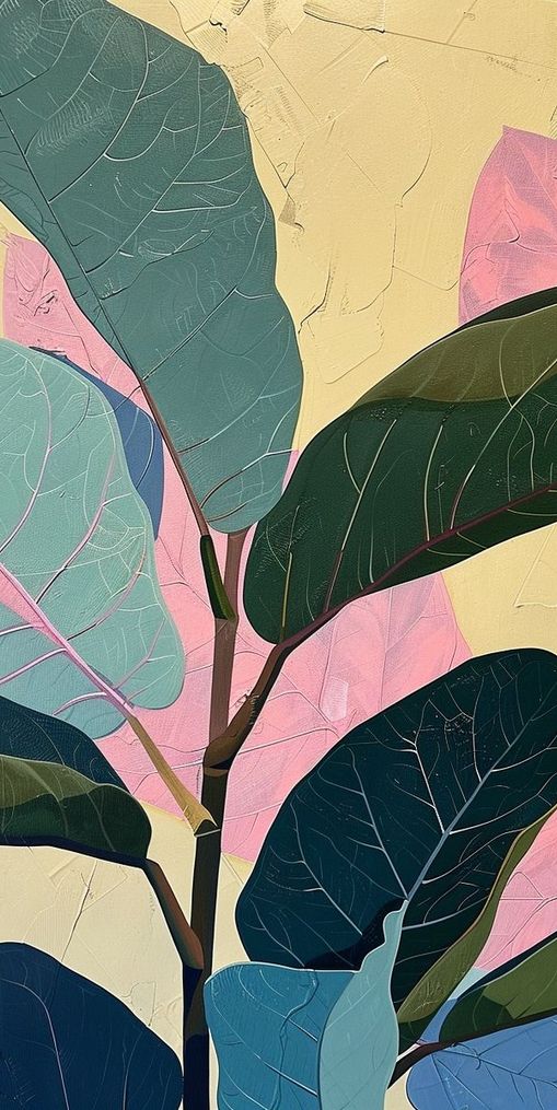 Leaves leaning into pink light