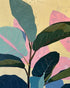 Leaves leaning into pink light