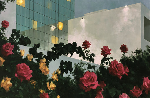 Roses under office lights
