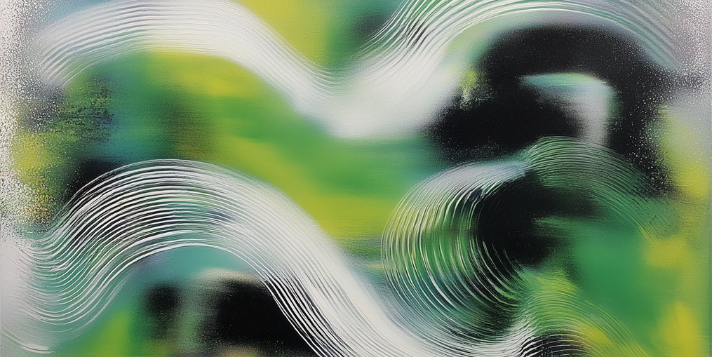 White ridges over green haze
