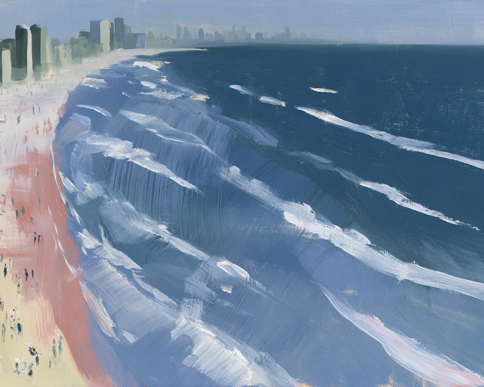 White surf on blue water