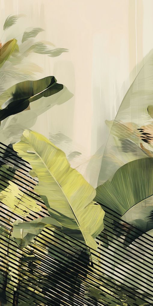 Green leaves over black stripes