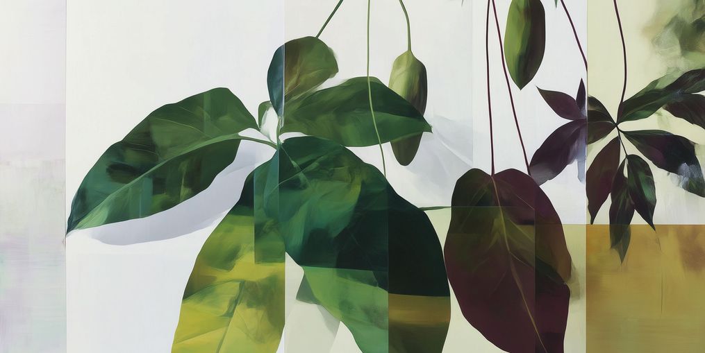Leaves crossing the pale grid