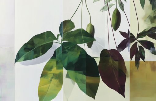 Leaves crossing the pale grid