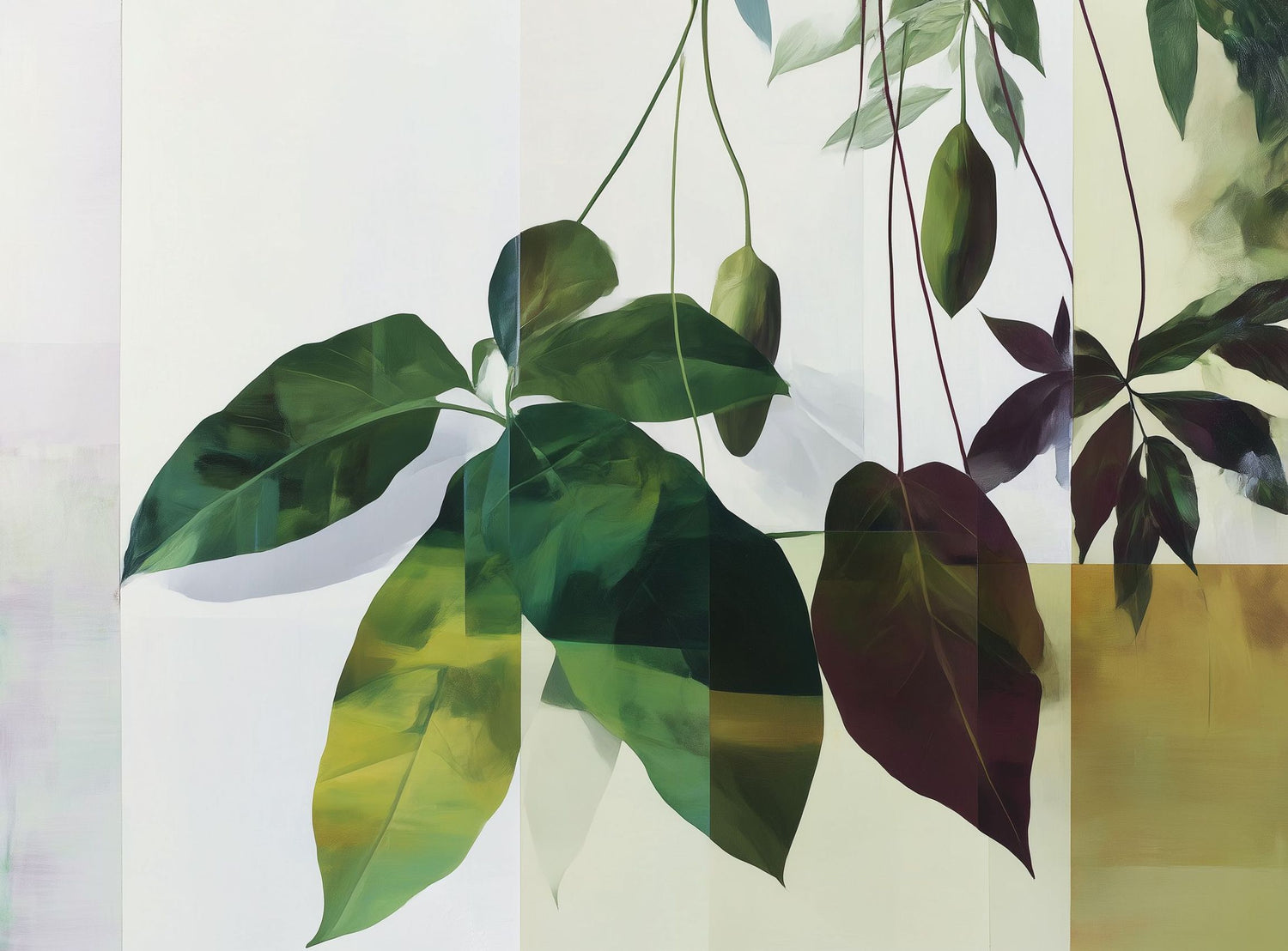 Leaves crossing the pale grid