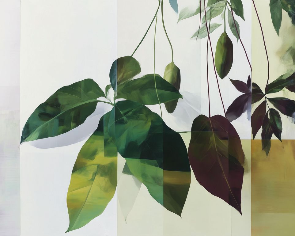 Leaves crossing the pale grid