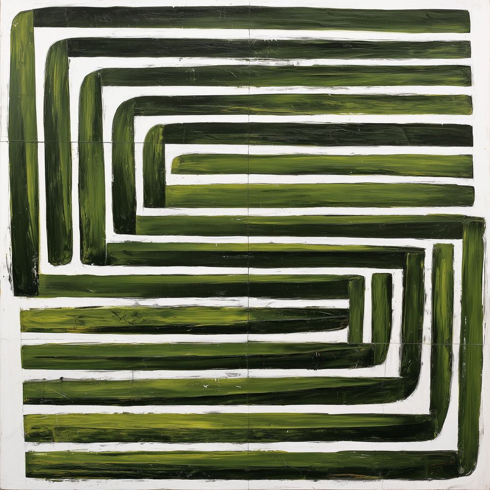 Green maze on white