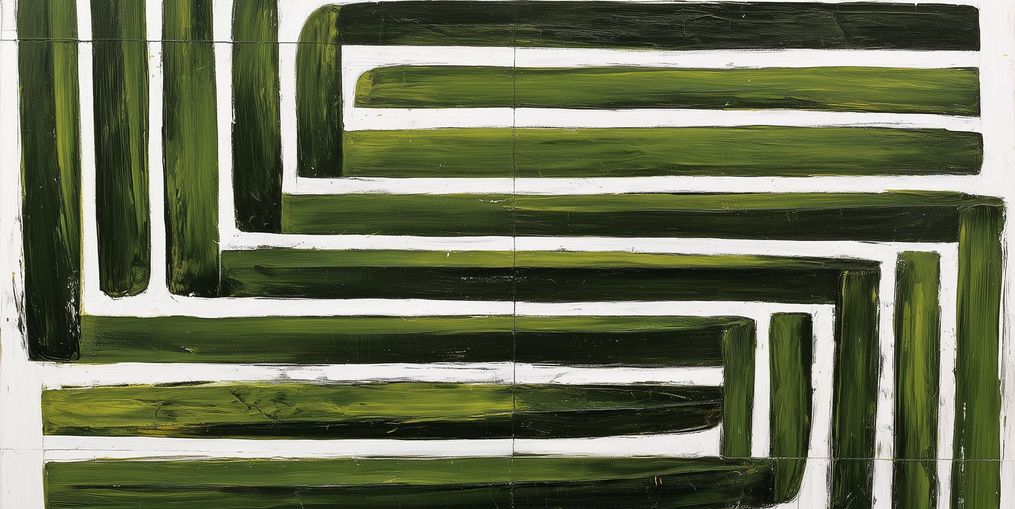 Green maze on white