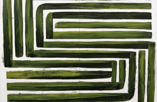 Green maze on white