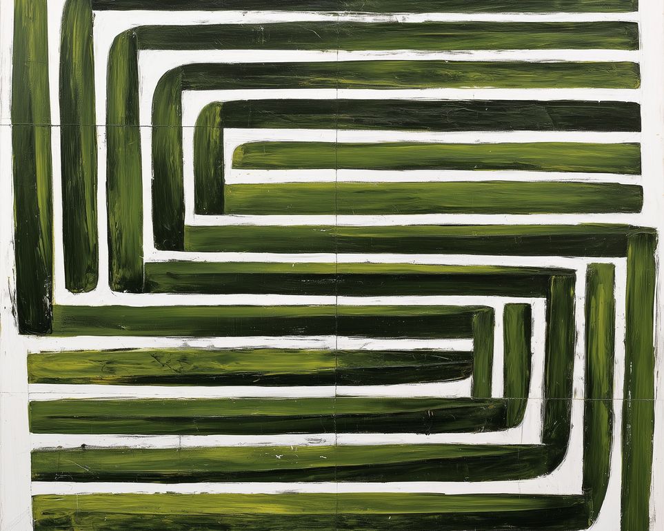 Green maze on white