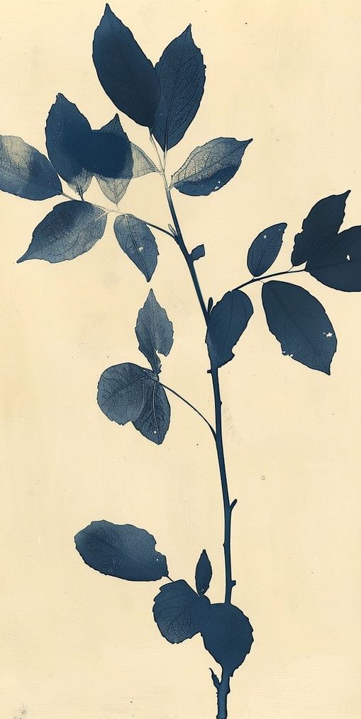 Blue leaves on cream air