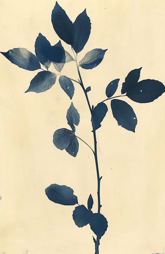Blue leaves on cream air