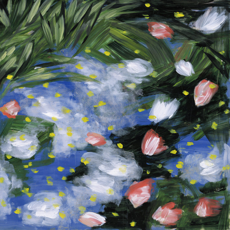 Yellow flecks on blue ground
