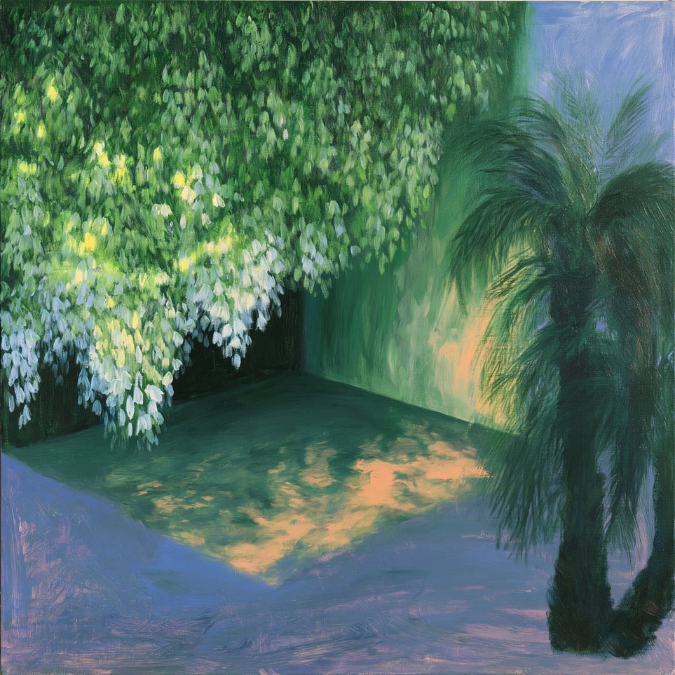 Yellow light on green pond