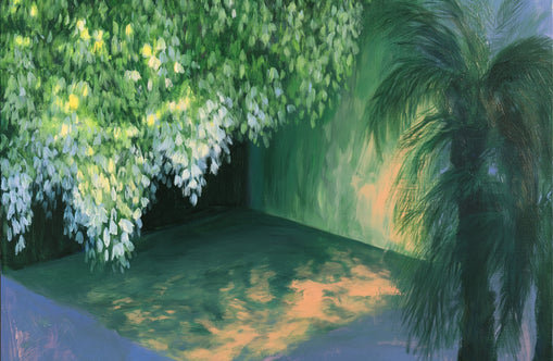 Yellow light on green pond