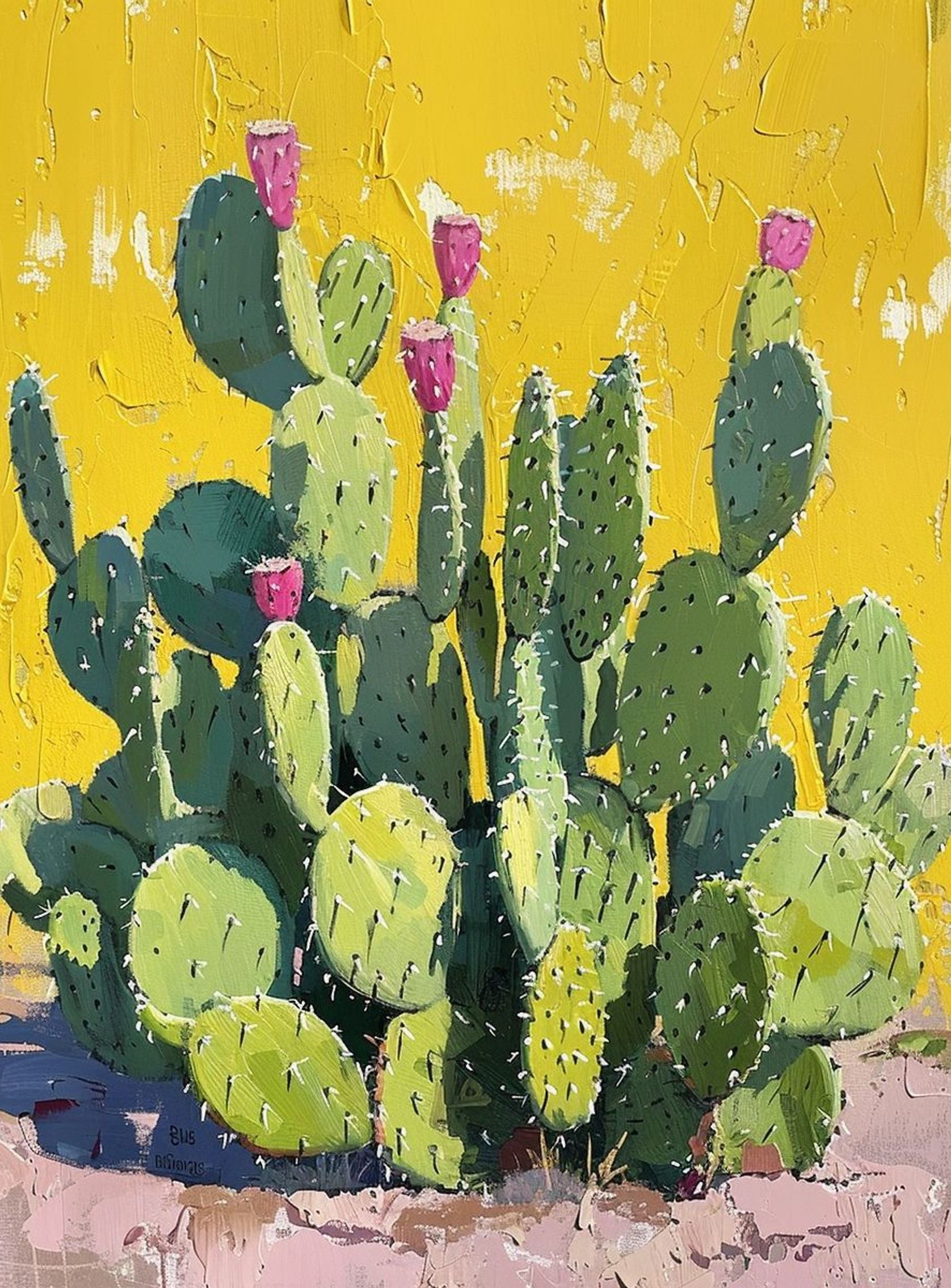 Pink blooms in yellow heat